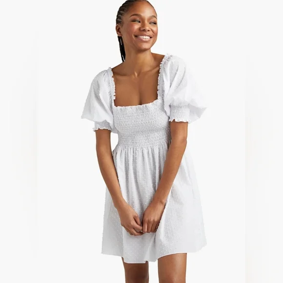 Hill House The Athena Nap Dress in Sheer White Swiss Dot - Picture 2 of 11